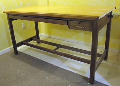 Transport a WOOD DRAFTING TABLE - Two Drawers - Made by Hamilt to