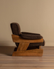 Brutalist Oak & Chocolate Chenille Lounge Chair...