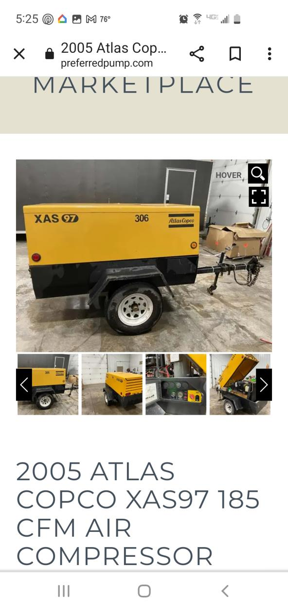 Equipment Shipping Atlas Copco Xas97 185 cfm air compressor to Dothan