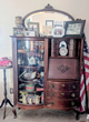 Antique Secretary Cabinet w/ Curved Glass