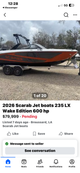 23ft Scarab wake boat on trailer.